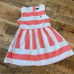NWT NAUTICA 2T dress with white and pink  stripes. Salmon pink toddler girl.